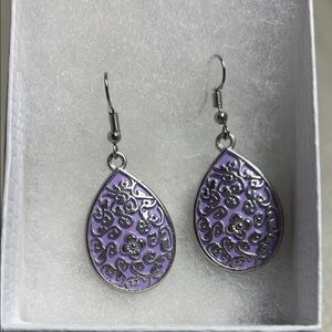 Purple Teardrop Pierced Earrings